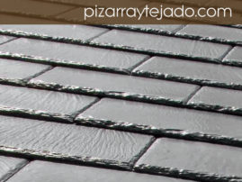 Foto de tejado de pizarra natural formato rectangular.