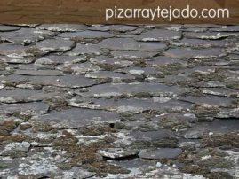 Limpieza de musgo sobre pizarra natural. Tratamiento contra el musgo de los tejados y cubiertas.