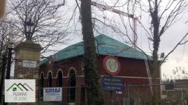 Rastrelado para colocación de pizarra de León en vivienda de 500 m2 en Bélgica.