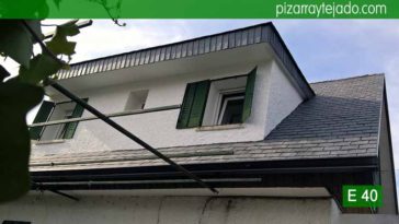 Piedra pizarra E40 Alta Montaña. Pizarra del Bierzo (León). Detalle de remates de pizarra en cubierta de pizarra natural Madrid (Cerceda, Moralzarzal).