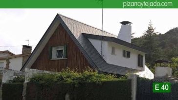 Tejado alpino. Bonita cubierta pizarra natural en Madrid (Cerceda, Moralzarzal). Pizarra E40 Alta Montaña. Pizarra del Bierzo (León).