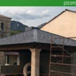 Tejado de porche en pizarra. Cubierta pizarra Palencia.