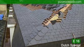 Descripción del montaje de pizarra de cubierta en Flandes.