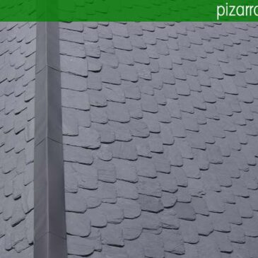 Cumbrera de zinc en tejado de pizarra del Bierzo. Colocación pizarra tejado precio. Detalle de arista francesa pizarra granel redondeada. Colocación de pizarra en tejados y cubiertas.