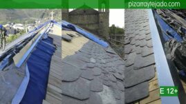 Obras de tejados de pizarra. Estructuras de madera y colocación de cubiertas de pizarra.