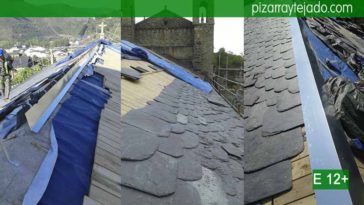 Obras de tejados de pizarra. Estructuras de madera y colocación de cubiertas de pizarra.