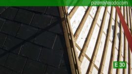 Detalles de ejecución de cubierta de pizarra calidad exportación para Madrid. Pizarra Escorial.