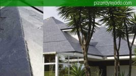 Colocación de pizarra. Cubierta con arista francesa en tejado en Gijón. Pizarra Avilés.