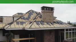 Ejecución de cubierta de pizarra con aislamiento térmico y membrana impermeable y transpirable. Oviedo pizarra.