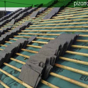 Precio rastreles para pizarra. Colocación de rastrel de madera en tejado de pizarra.