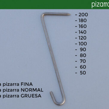 Tipos de ganchos de pizarra en acero inoxidable.