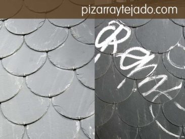 Pizarra con tratamiento antigraffiti manteniendo el color y textura de la pizarra natural.