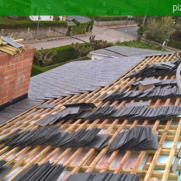 Venta de pizarra en Madrid y colocación de piedra pizarra en cubierta. Construcción tejado de pizarra en Madrid.