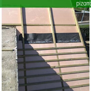 Detalle de doble rastrel para colocación pizarra en cubierta Madrid. Cerceda (Moralzarzal).