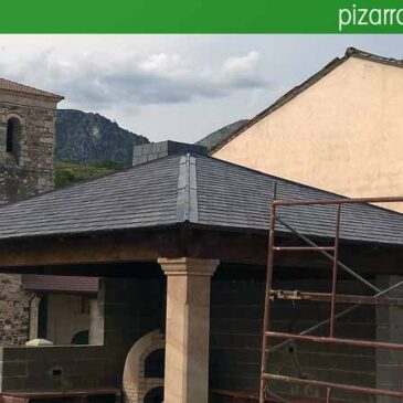 Tejado de porche en pizarra. Cubierta pizarra Palencia.