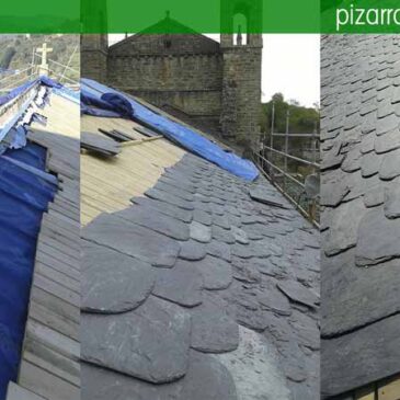 Obras de tejados de pizarra. Estructuras de madera y colocación de cubiertas de pizarra.